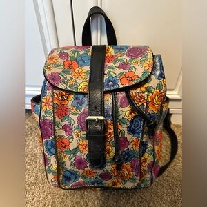 Patricia Nash Floral Canvas Backpack - Multicolor Floral with Black Trim